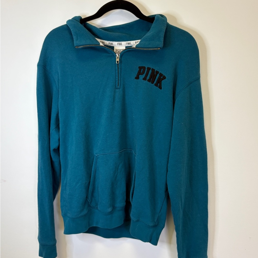 PINK Victoria's Secret Men's Zip-Up Sweater in Teal